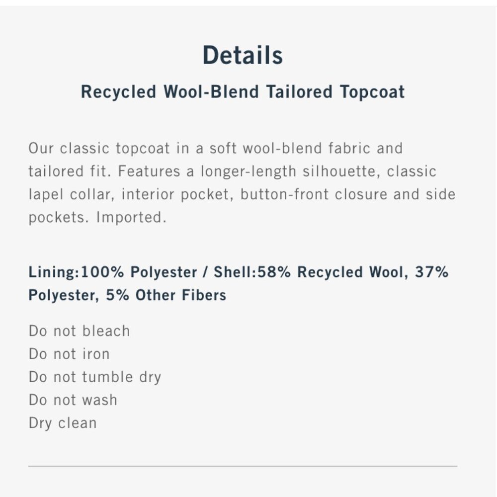 Abercrombie & Fitch Wool Blend Coat - Picture 6 of 6